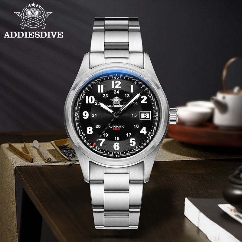 Stainless Bracelet Diver - ADDIESDIVE Męski zegarek automatyczny 200m Wodoodporny